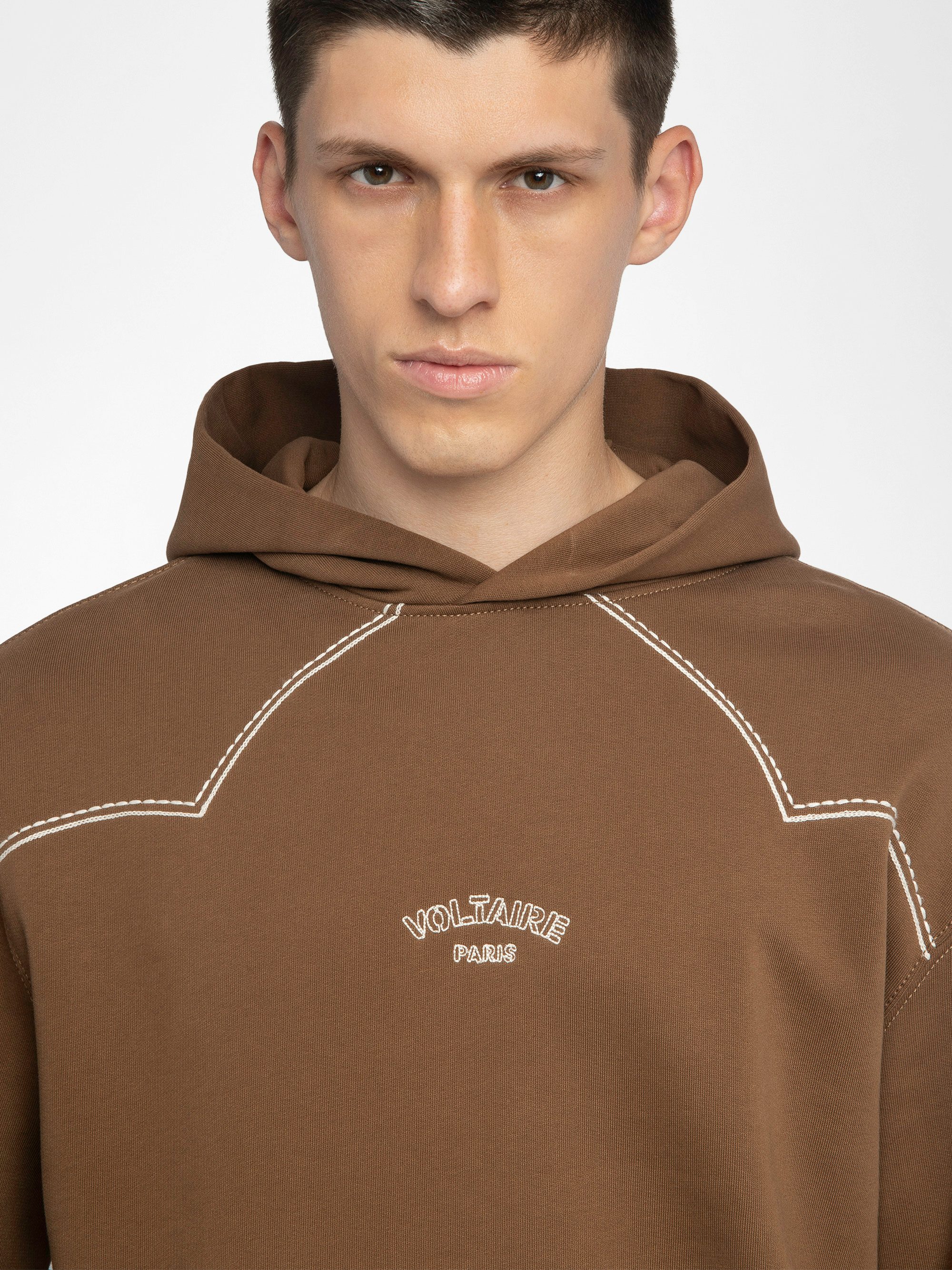 Sweeny Sweatshirt - Long-sleeved hooded sweatshirt with western cutouts.